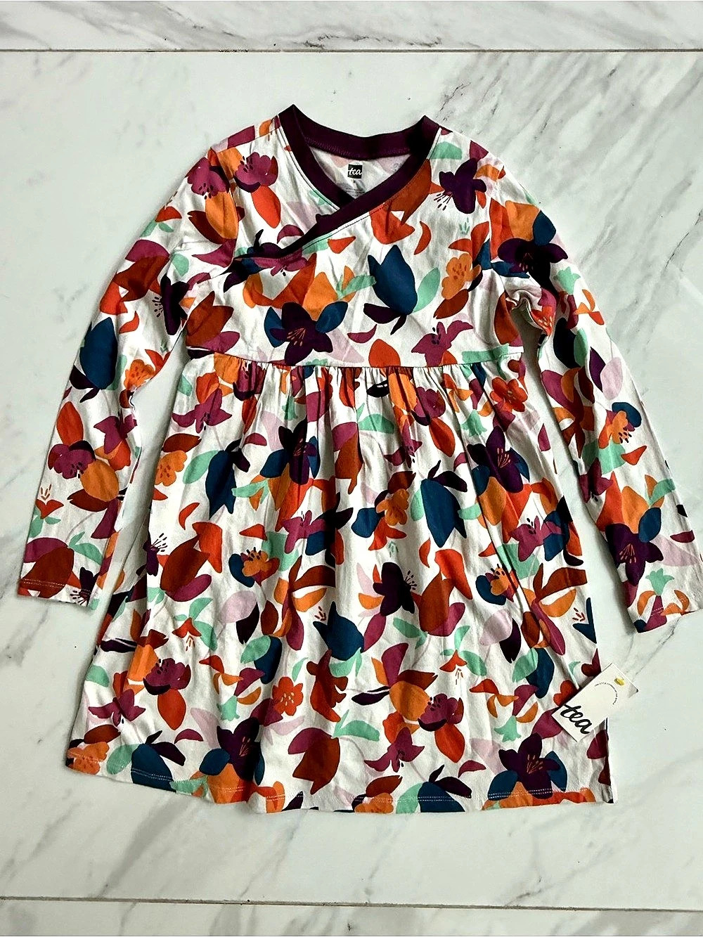NWT Tea Collection Girls Floral Fall Long Sleeve Dress Size 8